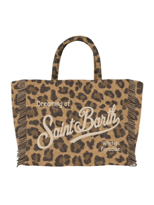 Borse a mano Donna Mc2 Saint Barth - BORSA Vanity Mini Felt in misto lana leopardata - Marrone