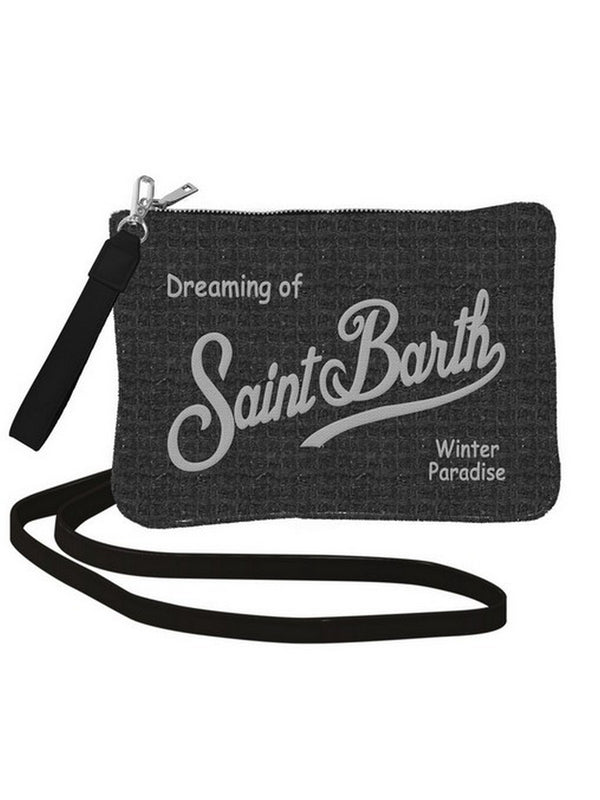Pochette e Clutch Donna Mc2 Saint Barth - Pouch Parisienne in tweed NERO CON CATENA - Nero