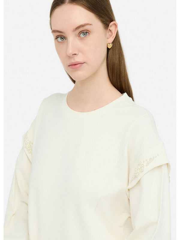 Felpe senza cappuccio Donna Liu Jo - Felpa con perle - Bianco