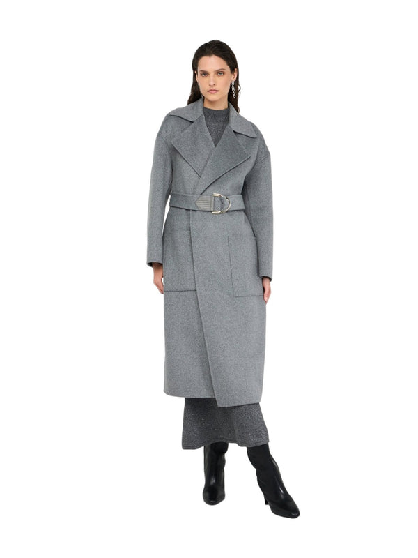 Cappotti Donna Liu Jo - Cappotto in lana con cintura - Grigio