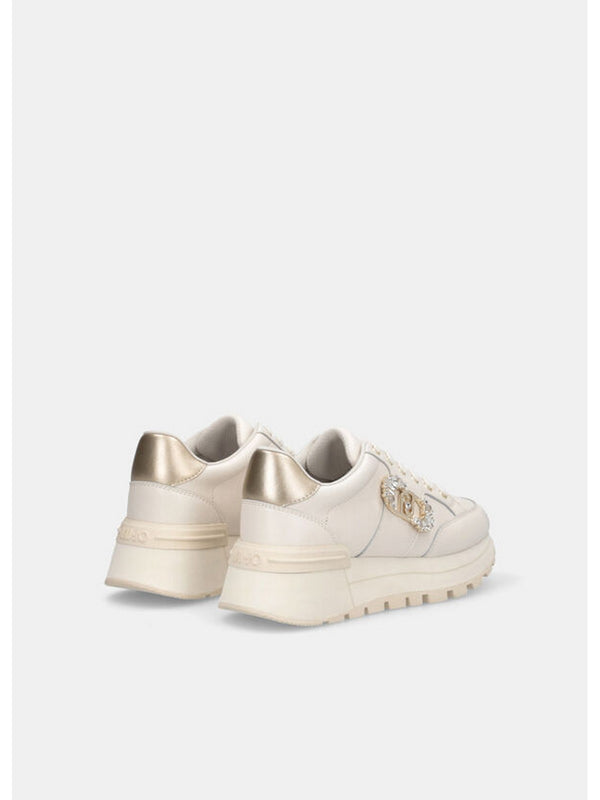 Sneaker Donna LIU JO SHOES - Sneakers in pelle con logo gioiello - Bianco