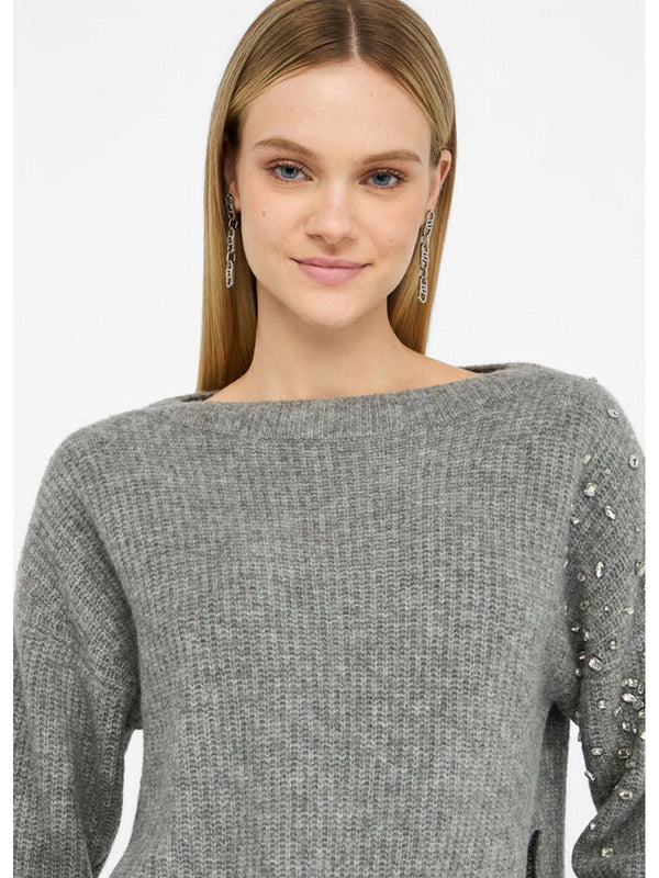 Maglie Donna Liu Jo - Maglione in lana con strass - Grigio