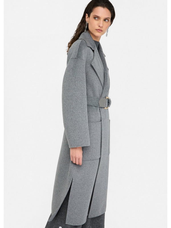 Cappotti Donna Liu Jo - Cappotto in lana con cintura - Grigio