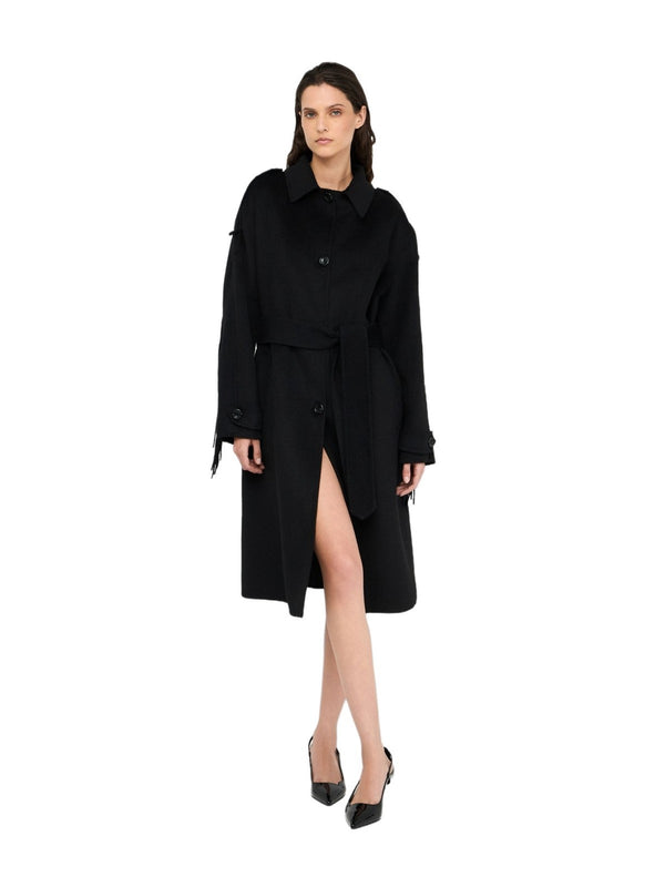 Cappotti Donna Liu Jo - Trench in lana con frange - Nero