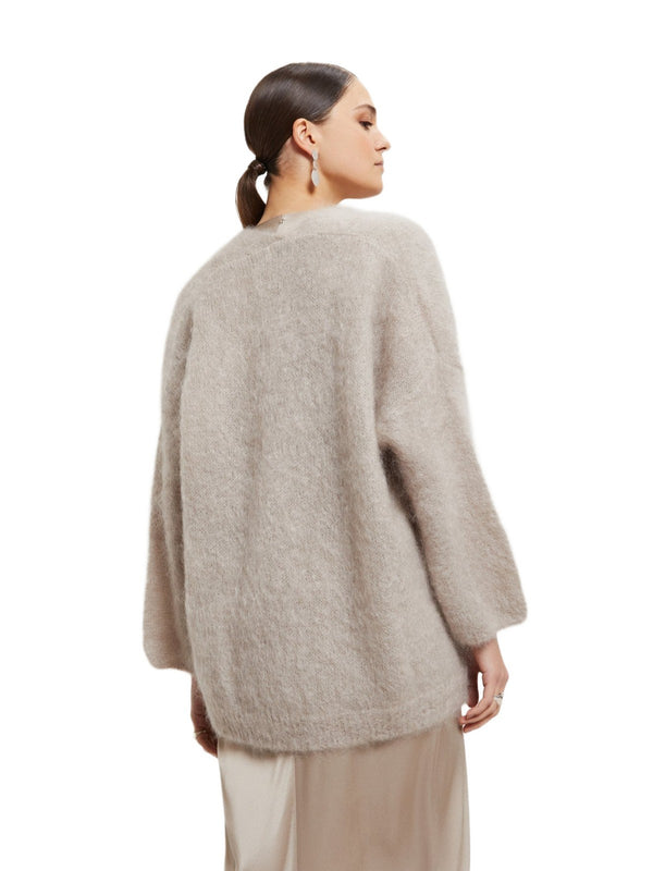 Cardigan Donna ottod'Ame - Cardigan in lana mohair - Grigio