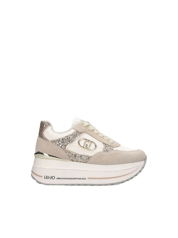 Sneaker Donna LIU JO SHOES - Sneakers super platform in glitter e nylon - Beige