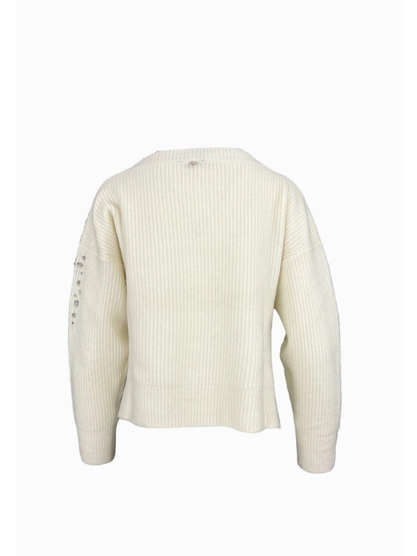 Maglie Donna Liu Jo - Maglione in lana con strass - Bianco