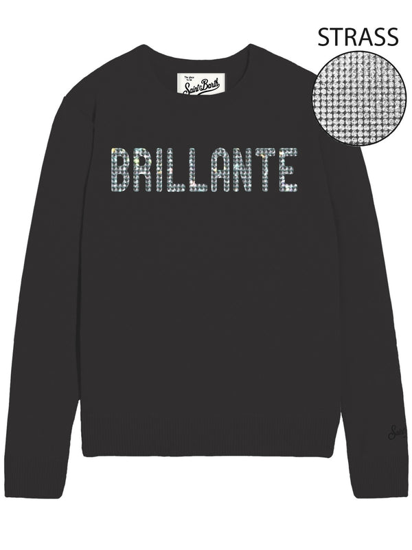 Maglie Donna Mc2 Saint Barth - Maglione New Queen in misto cashmere nero con appl - Nero