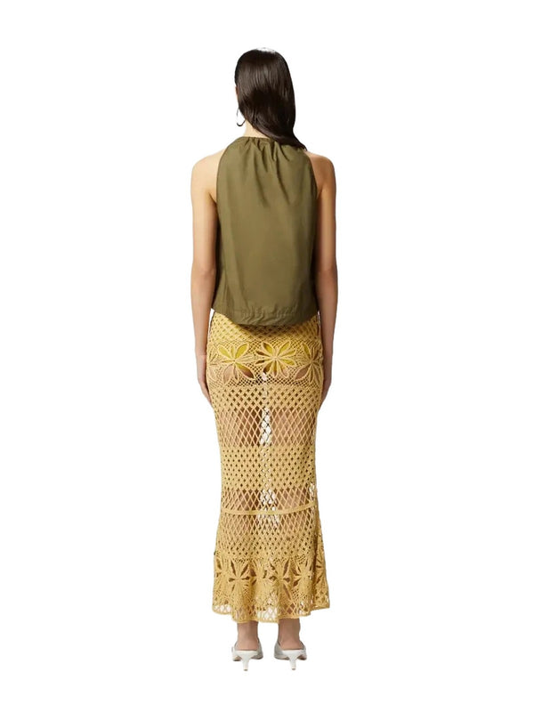 Canotte e top Donna Pinko - Top ampio senza maniche in popeline - Verde