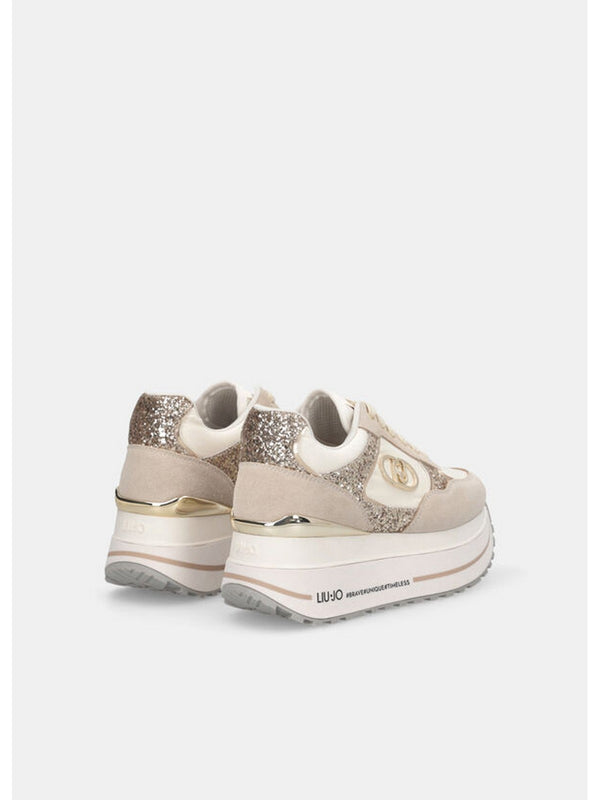 Sneaker Donna LIU JO SHOES - Sneakers super platform in glitter e nylon - Beige
