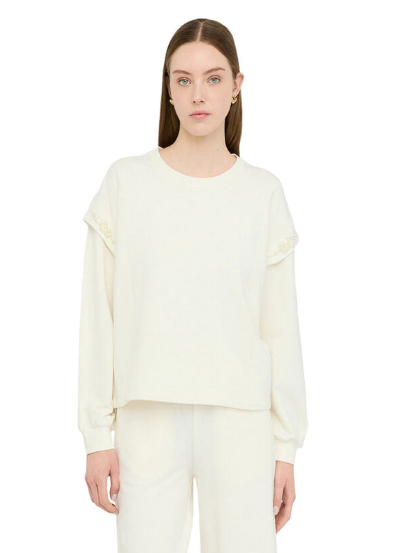 Felpe senza cappuccio Donna Liu Jo - Felpa con perle - Bianco