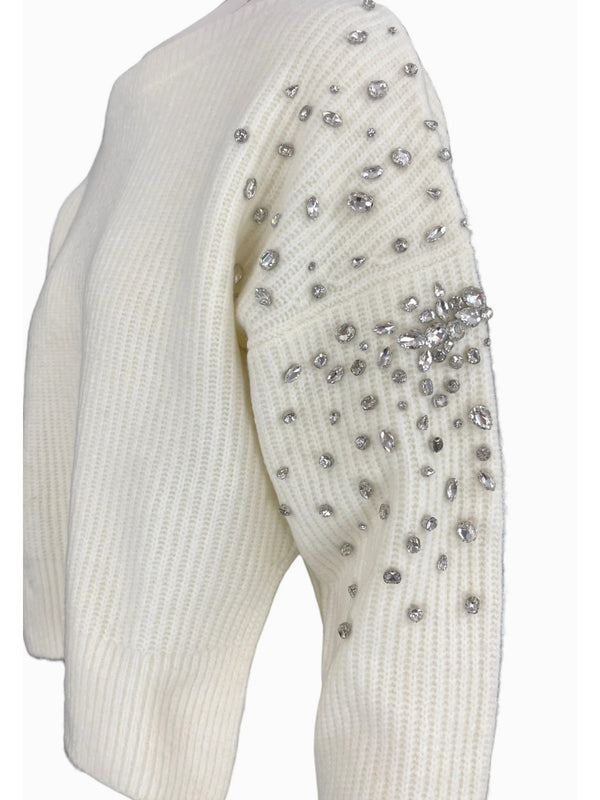 Maglie Donna Liu Jo - Maglione in lana con strass - Bianco
