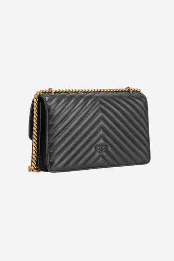 Borse a tracolla Donna Pinko - Borsa Love One Classic Dc Sheep Nappa Chevron - Nero