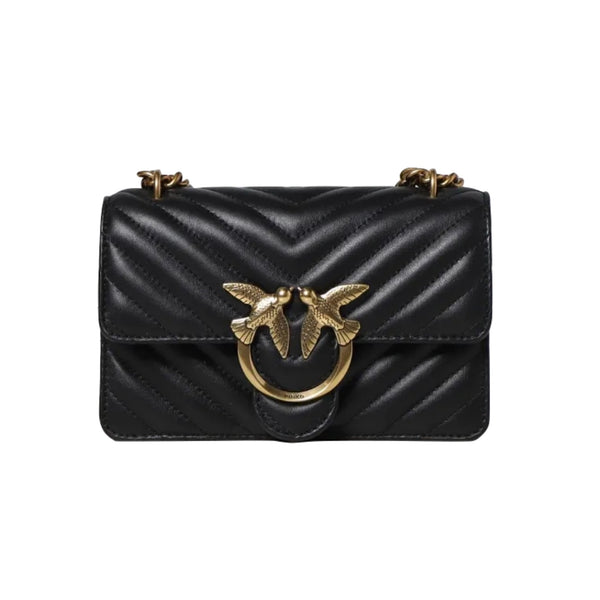 Borse a tracolla Donna Pinko - Love one mini dc sheep nappa - Nero
