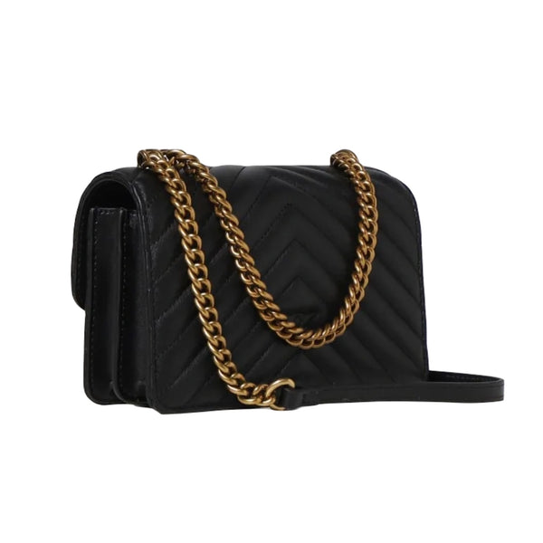 Borse a tracolla Donna Pinko - Love one mini dc sheep nappa - Nero