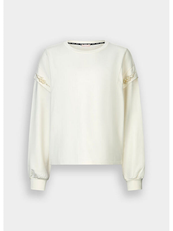 Felpe senza cappuccio Donna Liu Jo - Felpa con perle - Bianco