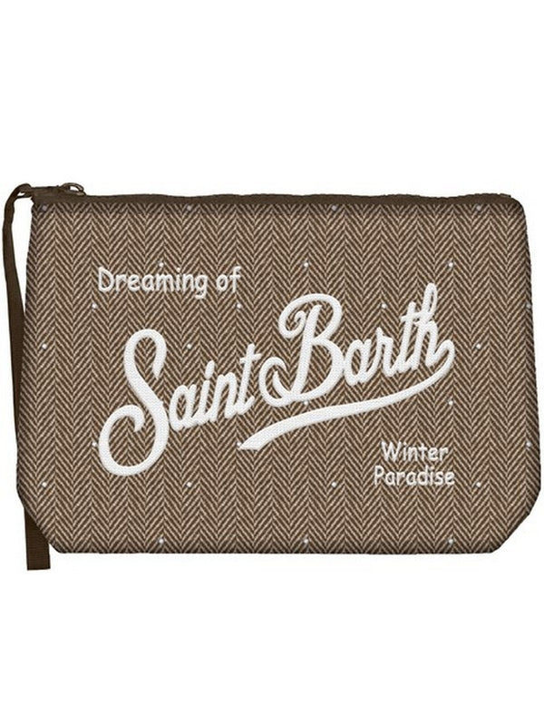 Pochette e Clutch Donna Mc2 Saint Barth - Pochette Aline Wool in misto lana spigato - Beige