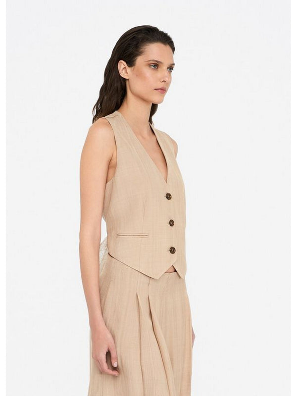 Gilet Donna Liu Jo - Gilet con dettaglio in pizzo - Beige
