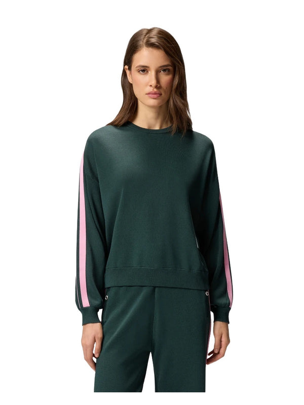 Felpe senza cappuccio Donna Pinko - Felpa sporty con logo Love Birds - Verde