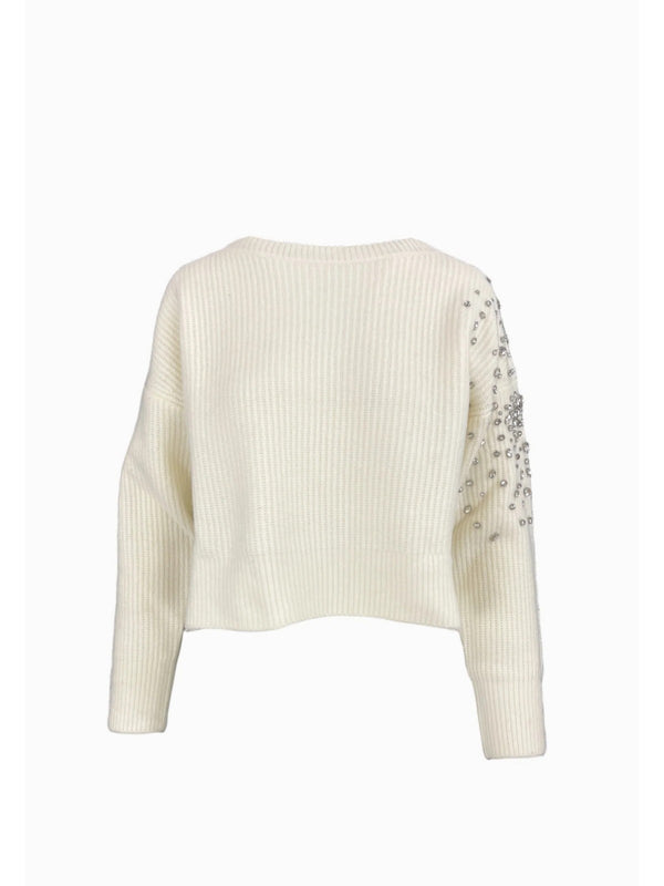 Maglie Donna Liu Jo - Maglione in lana con strass - Bianco