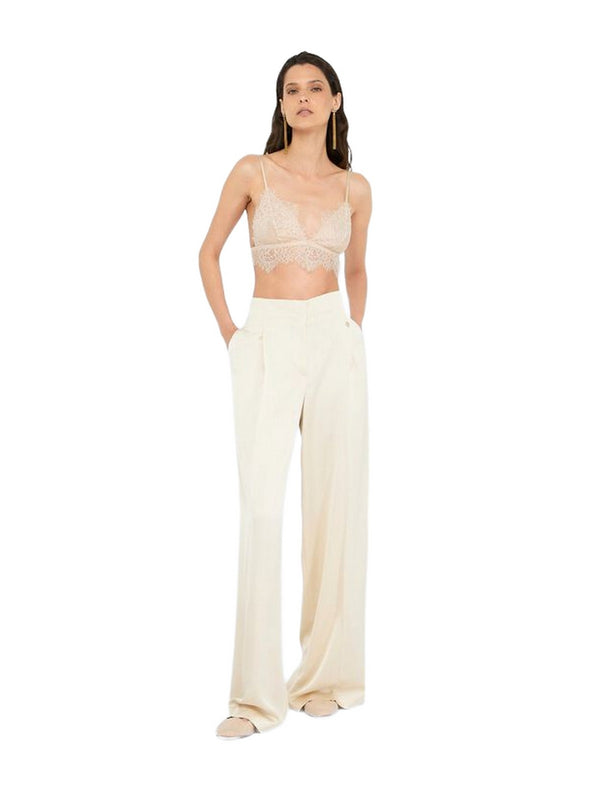 Pantaloni Donna Liu Jo - Pantaloni a palazzo in raso - Bianco