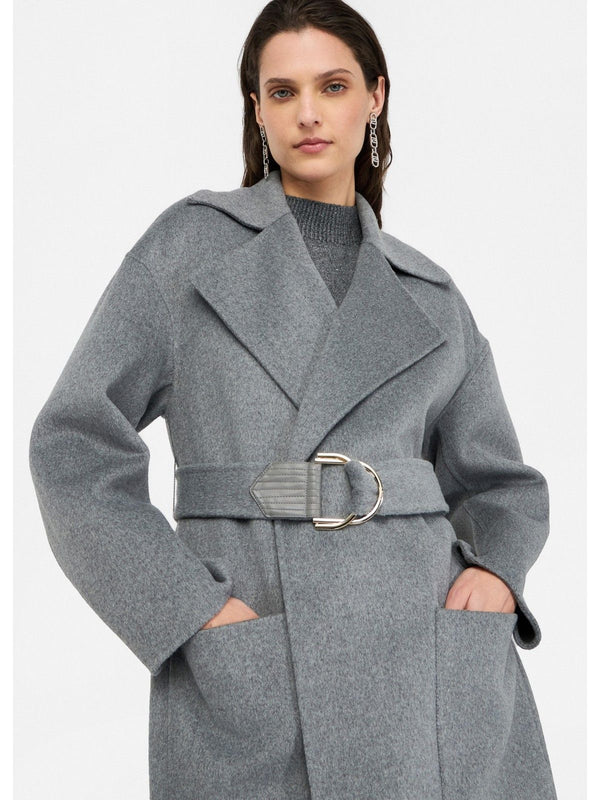 Cappotti Donna Liu Jo - Cappotto in lana con cintura - Grigio
