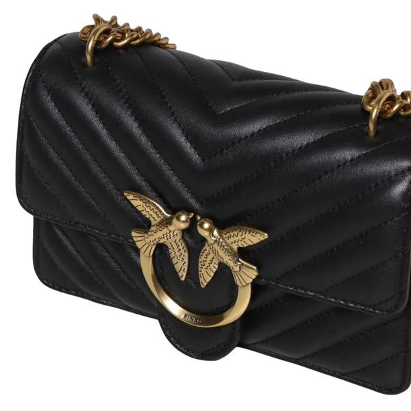 Borse a tracolla Donna Pinko - Love one mini dc sheep nappa - Nero