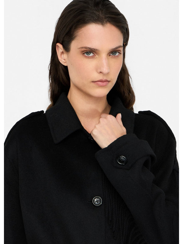 Cappotti Donna Liu Jo - Trench in lana con frange - Nero