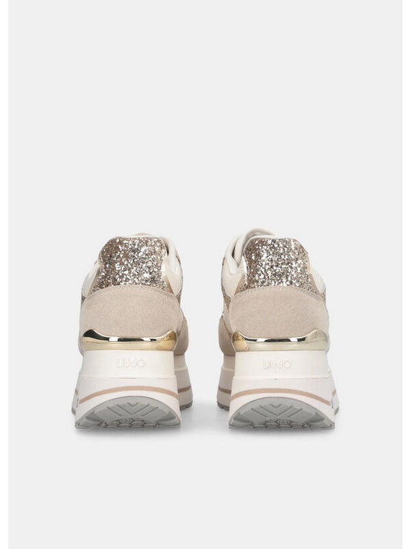 Sneaker Donna LIU JO SHOES - Sneakers super platform in glitter e nylon - Beige