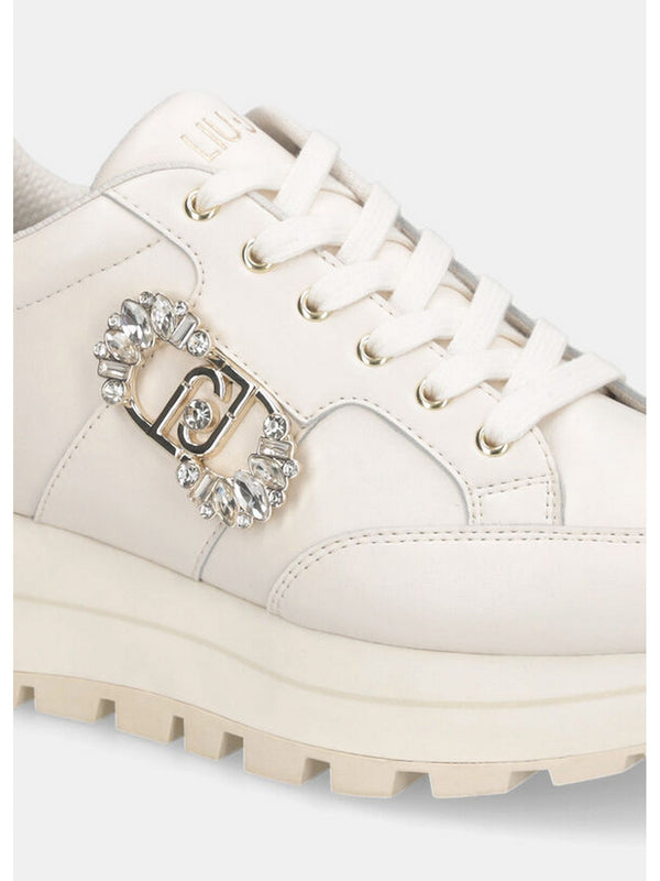 Sneaker Donna LIU JO SHOES - Sneakers in pelle con logo gioiello - Bianco