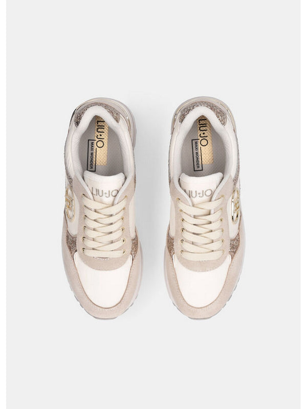 Sneaker Donna LIU JO SHOES - Sneakers super platform in glitter e nylon - Beige