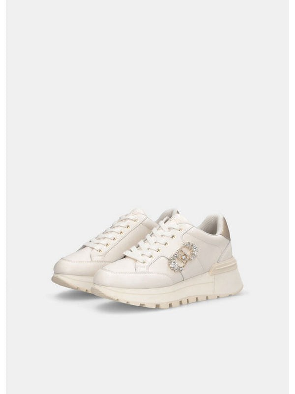 Sneaker Donna LIU JO SHOES - Sneakers in pelle con logo gioiello - Bianco
