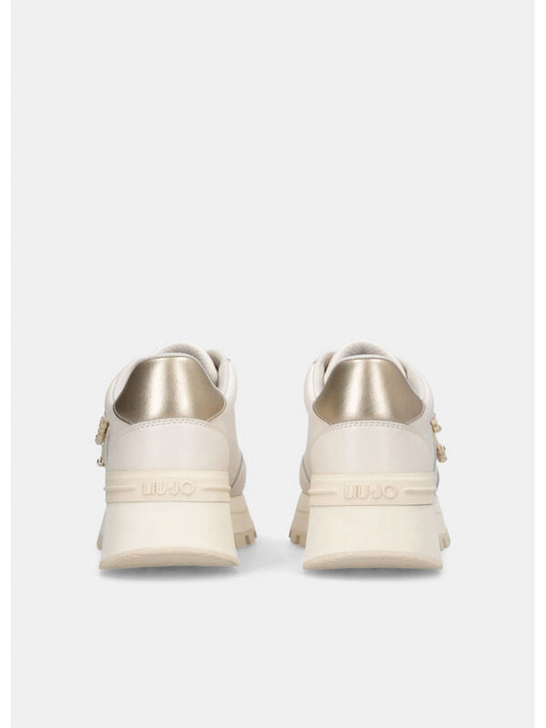 Sneaker Donna LIU JO SHOES - Sneakers in pelle con logo gioiello - Bianco