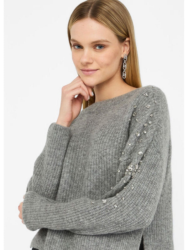 Maglie Donna Liu Jo - Maglione in lana con strass - Grigio