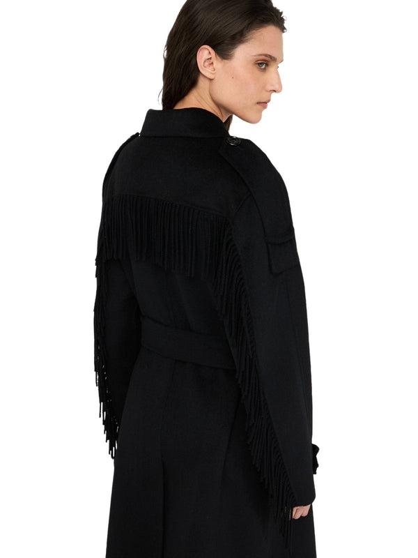 Cappotti Donna Liu Jo - Trench in lana con frange - Nero