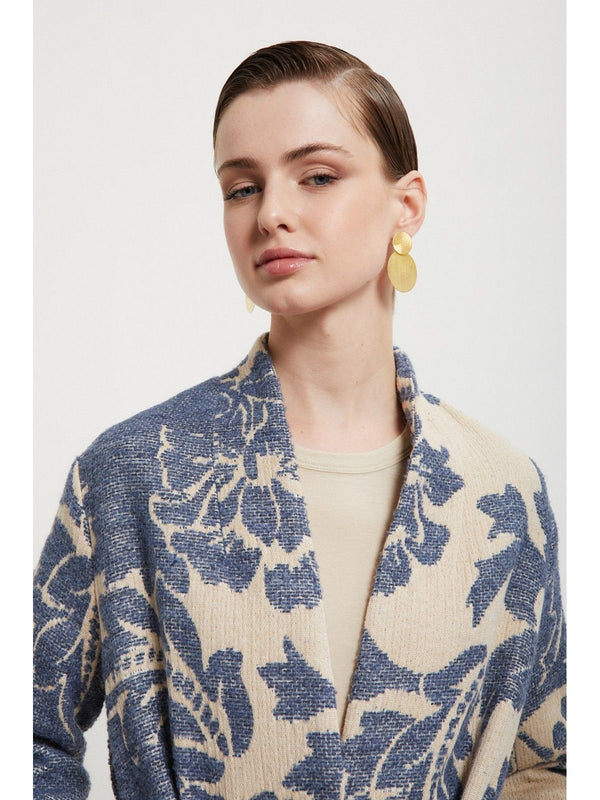 Cappotti Donna ottod'Ame - Cappotto sfoderato stampato - Azzurro