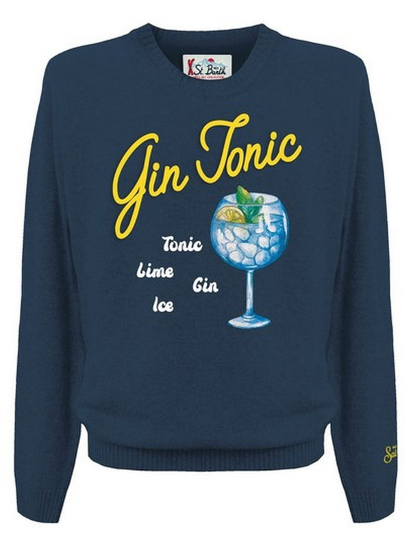 Maglie Uomo Mc2 Saint Barth - Maglione girocollo Heron con ricamo Gin - Blu