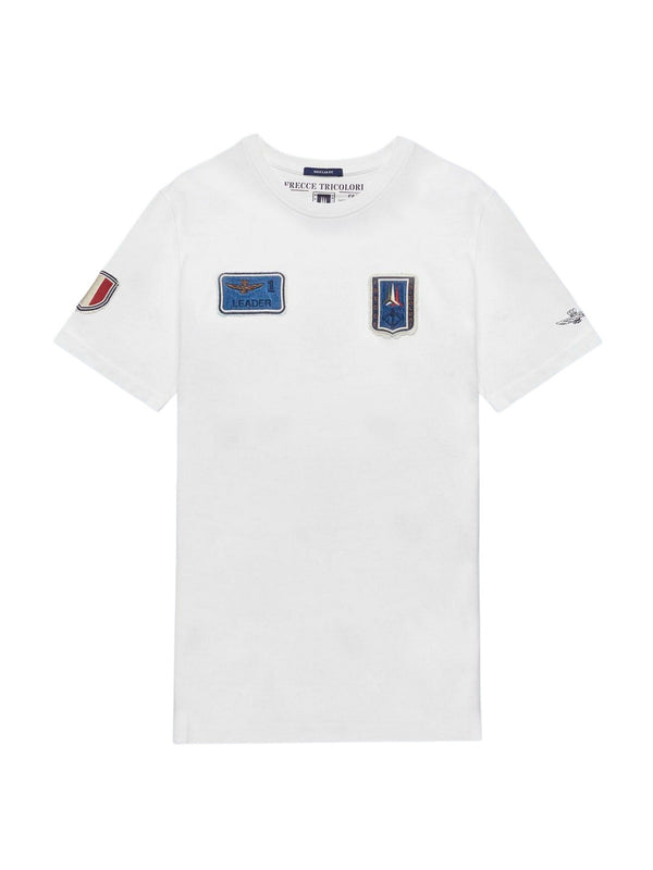 T-shirt Uomo Aeronautica Militare - T-shirt Frecce Tricolori con patch denim - Bianco