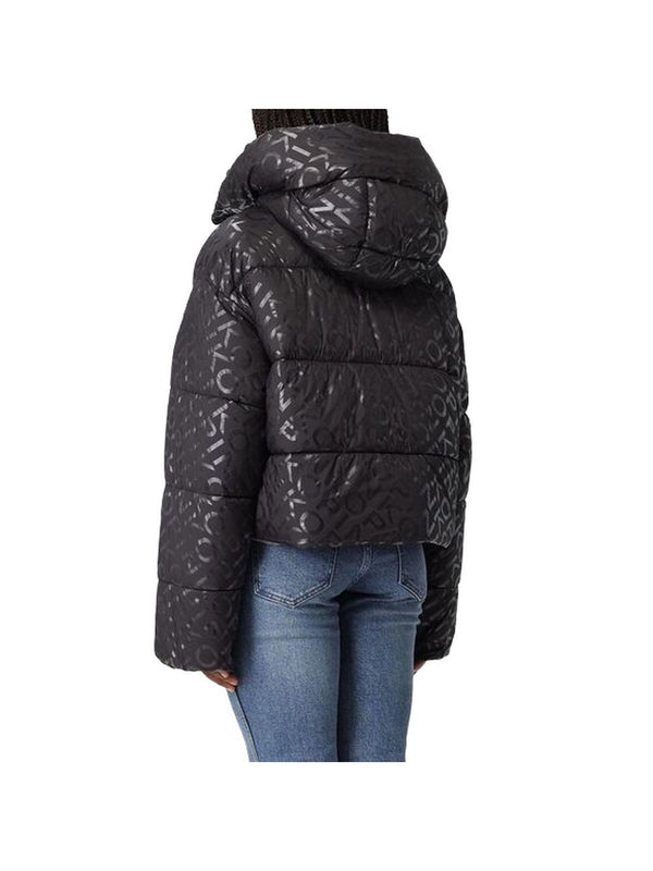 Giubbotti Donna Pinko - Piumino corto in tela tecnica stampa logo - Nero