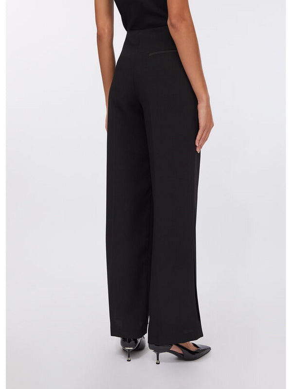Pantaloni Donna Liu Jo - Pantaloni a palazzo in envers satin - Nero