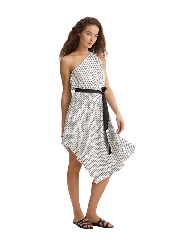 Vestiti casual Donna Liu Jo - Abito a righe con cintura - Bianco