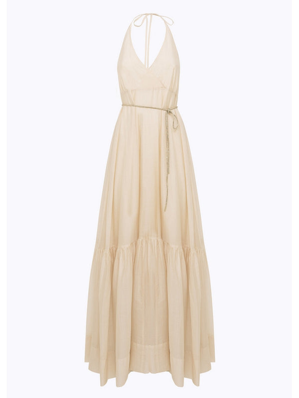 Vestiti da discoteca Donna Blugirl - Abito Lungo In Tencel Con Figura - Beige