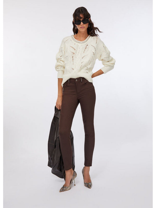 Maglie Donna Liu Jo - Maglia traforata con pietre gioiello - Bianco