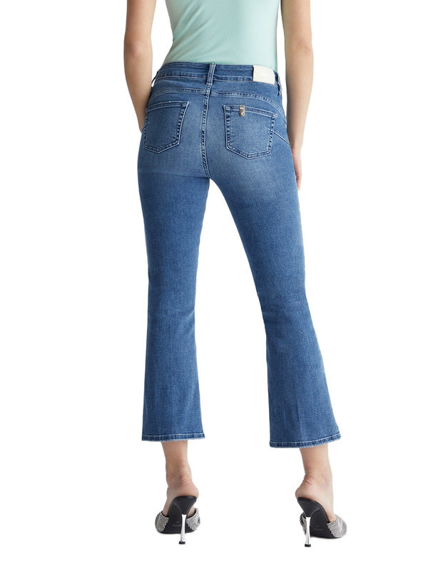Jeans Donna Liu Jo - Jeans bootcut cropped con bottoni - Blu
