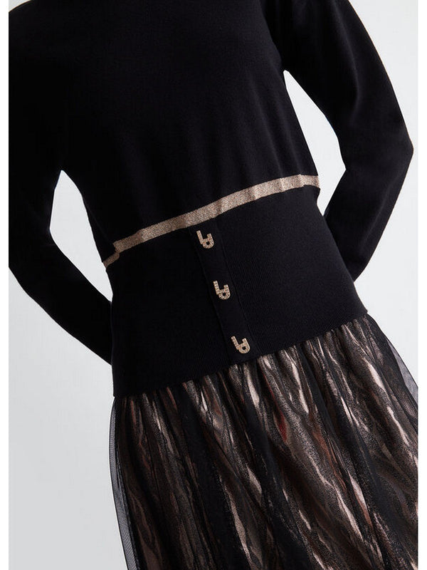 Maglie Donna Liu Jo - Dolcevita con logo - Nero