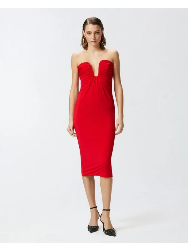Vestiti da cocktail Donna Pinko - Abito midi da sera con scollo sagomato - Rosso