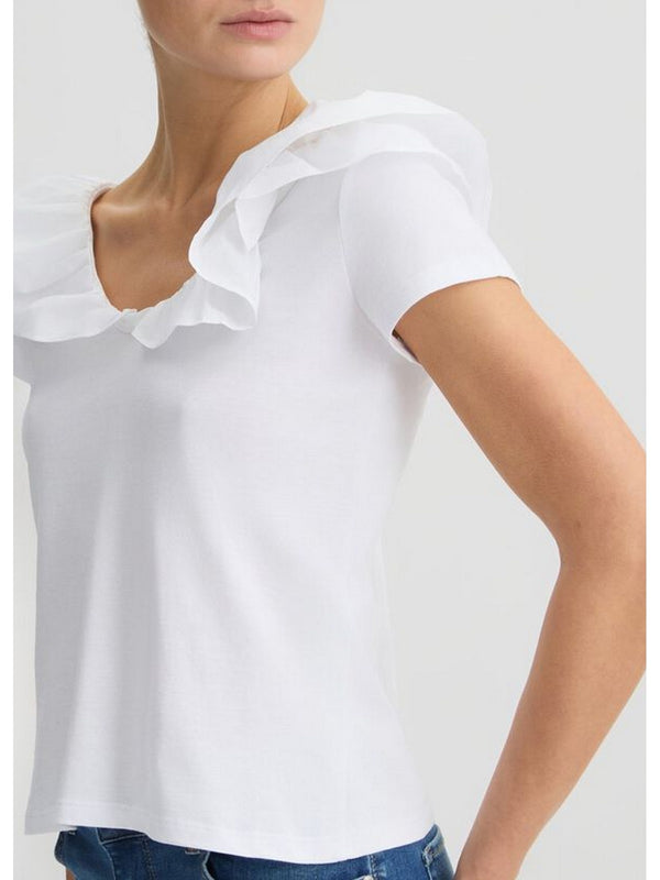 T-shirt Donna Liu Jo - T-shirt in cotone con rouches - Bianco