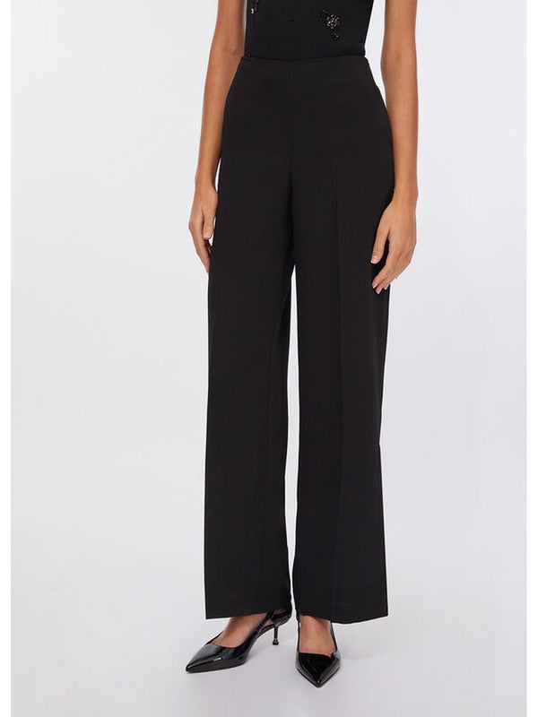 Pantaloni Donna Liu Jo - Pantaloni a palazzo in envers satin - Nero