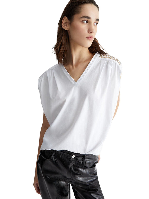 T-shirt Donna Liu Jo - T-shirt con applicazioni - Bianco