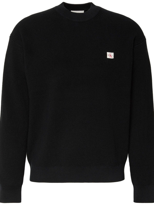 Maglie Uomo Calvin Klein - Maglia Waffle Girocollo - Nero